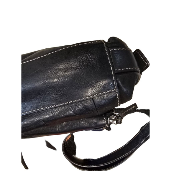 Fossil Black Leather shoulder/Crossbody Bag with White Stitching - Picture 7 of 9